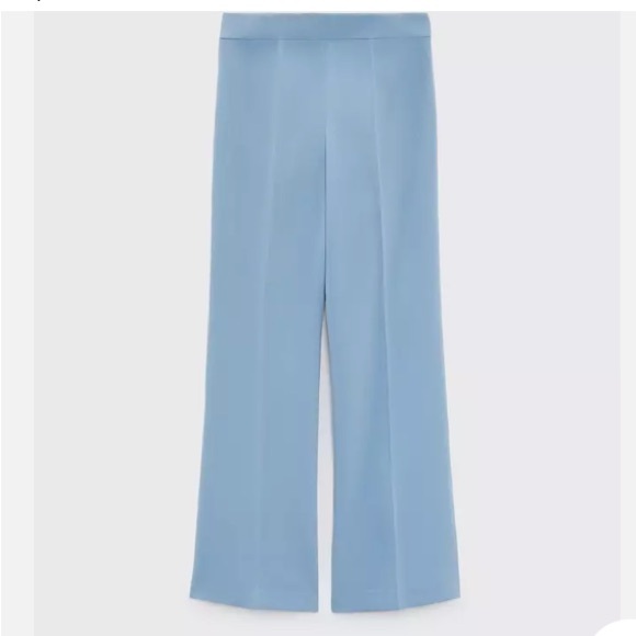 ZARA NWT HIGH WAIST BOOT VUT SKY BLUE XXL FLARE LEG TROUSERS - Picture 2 of 8